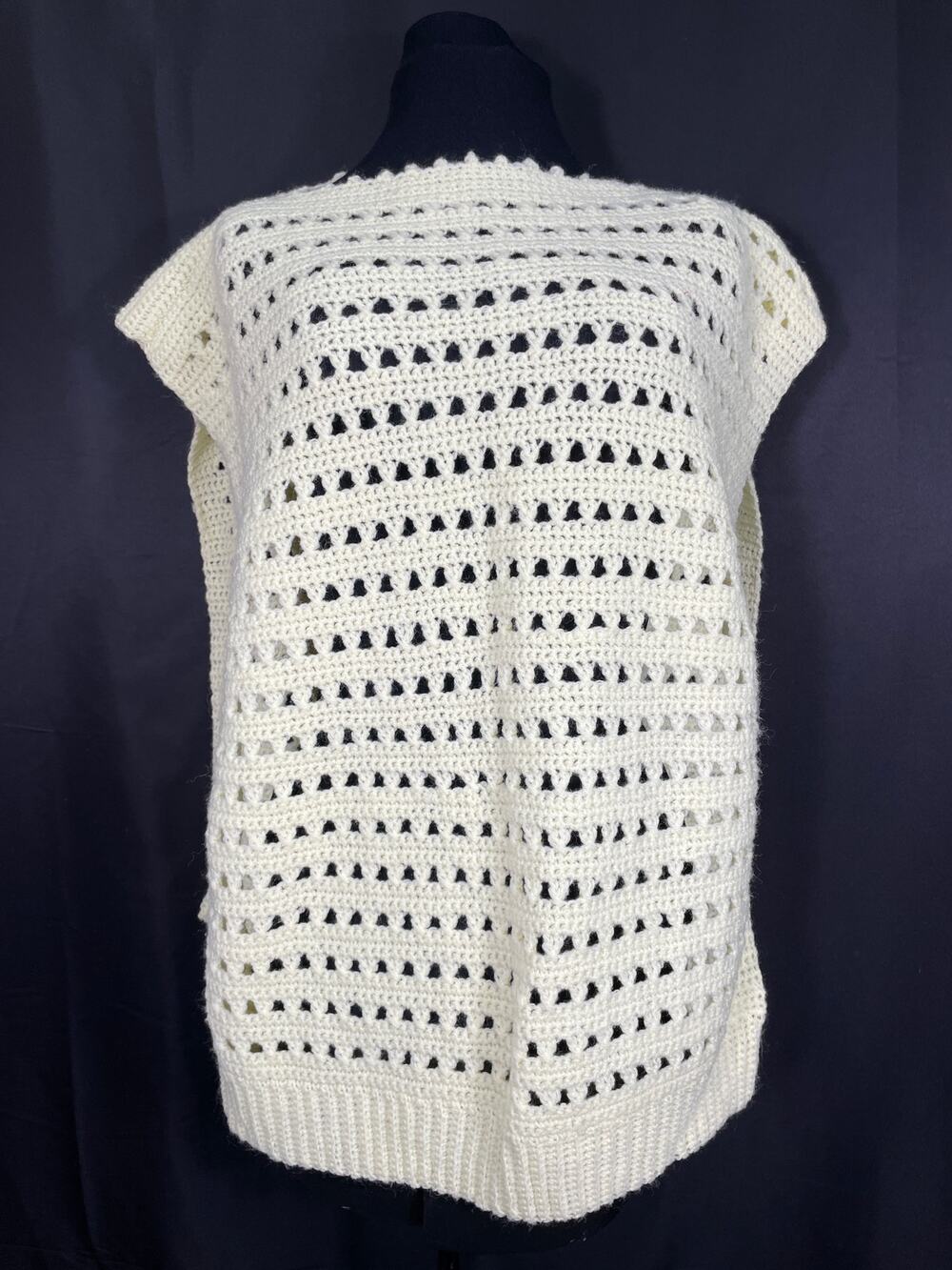Vintage Knitted Yellow Poncho Handmade One of a Kind